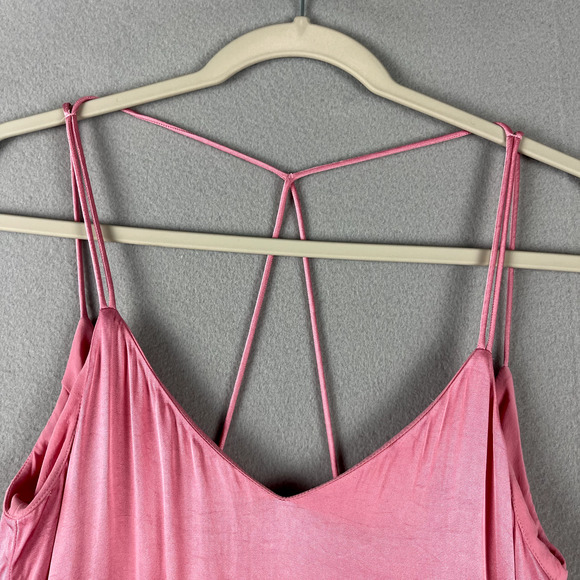 Zara Satin Slip Dress Womens Small Pink Asymmetrical Flowy Feminine Y2k - Picture 4 of 13